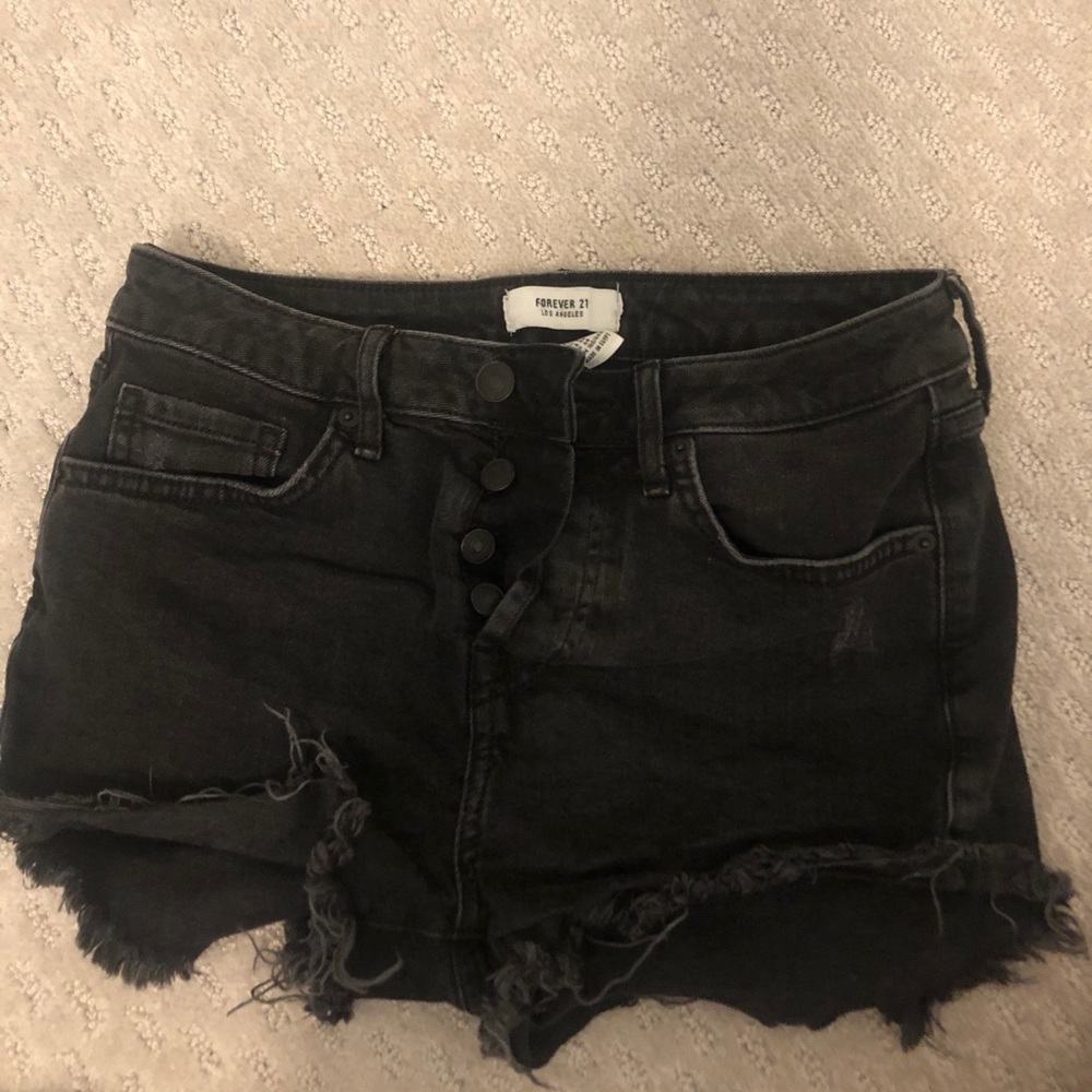 Ripped black jean shorts